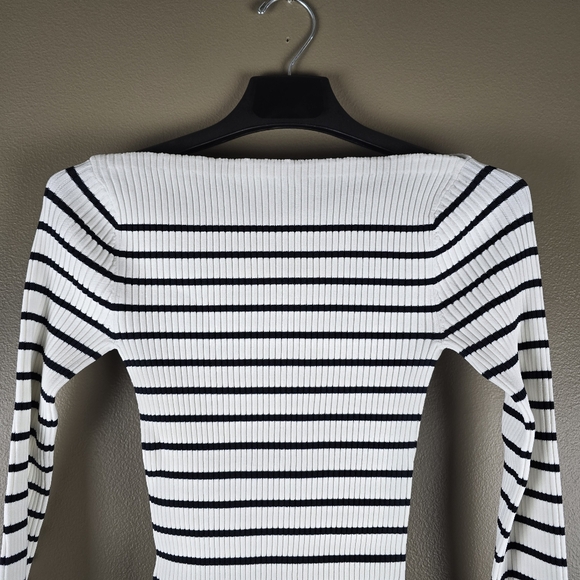 A.L.C. Anya Striped Knit Ribbed Boatneck Top Size Small - Picture 8 of 15
